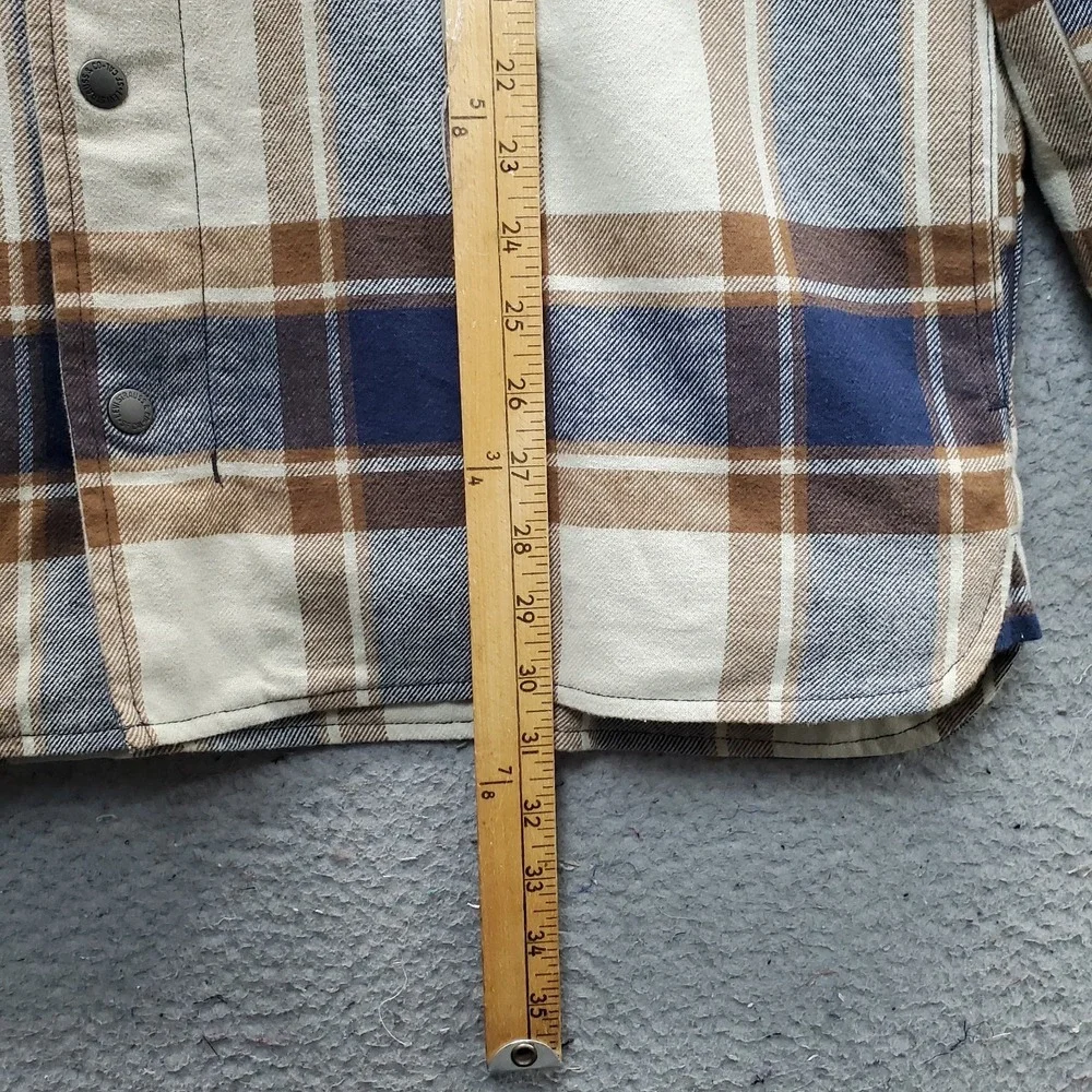 Levi's Flannel Shirt Jacket Men XL Multi Plaid Sherpa Lined Hood Snap Inside Zip - Picture 3 of 15